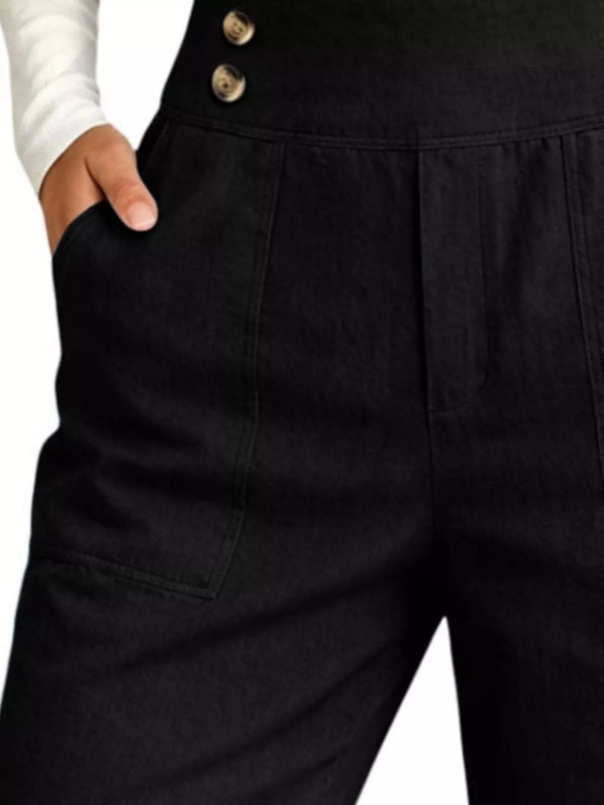 High-Waisted Button-Detail Cropped Pants — product view 8