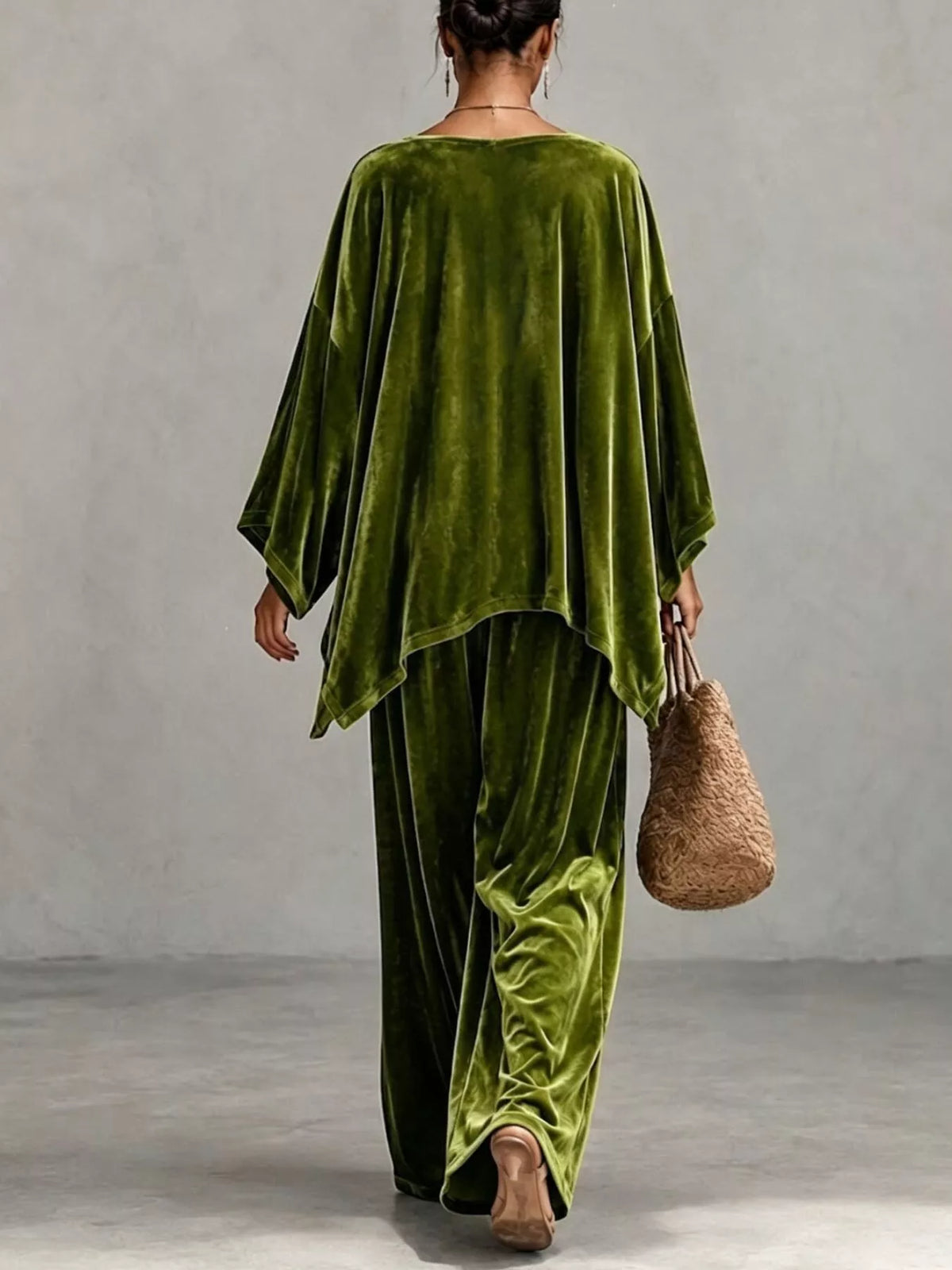 Asymmetrical Top and Wide-Leg Pants Set — product view 4