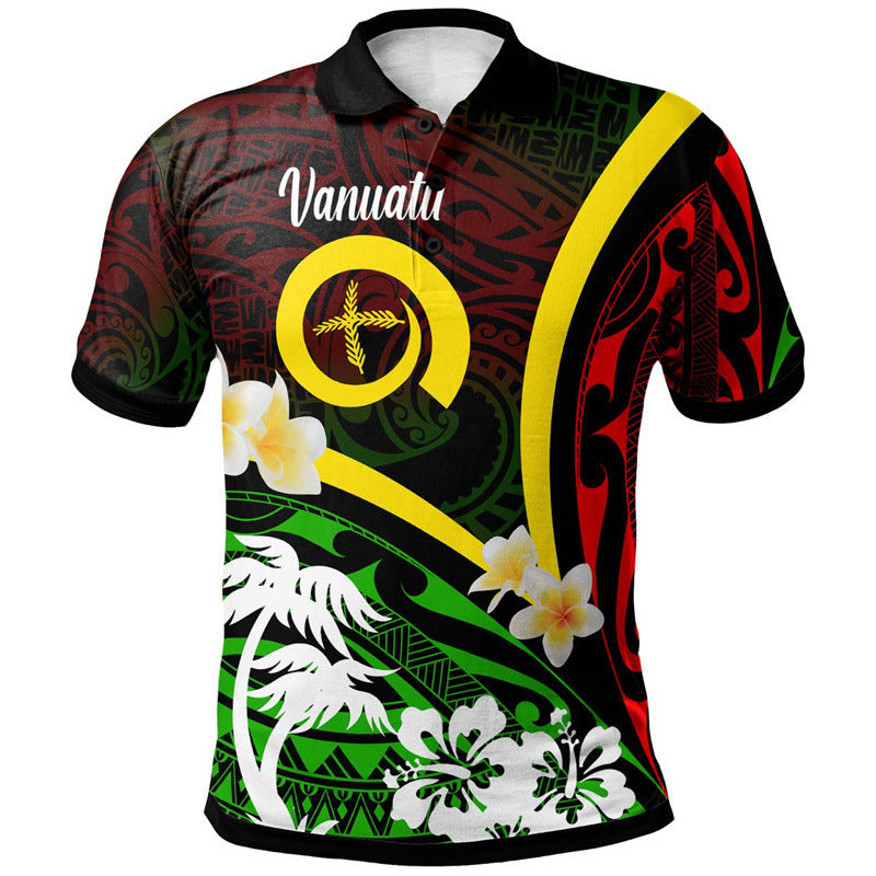 Pacific short-sleeve polo shirt — Vanuatu Floral Graphic