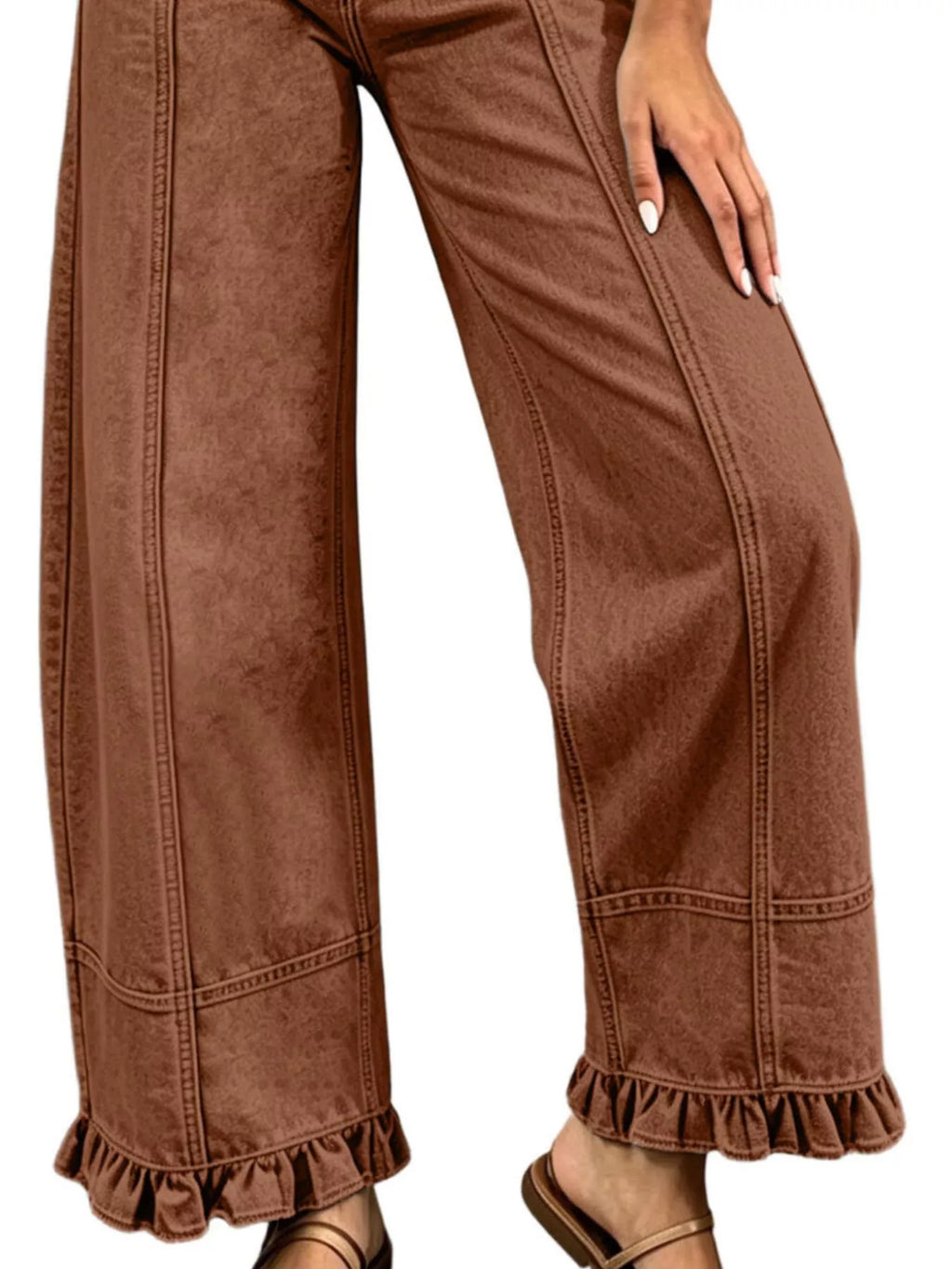 High-Waisted Wide-Leg Ruffled-Hem Jeans — product view 13