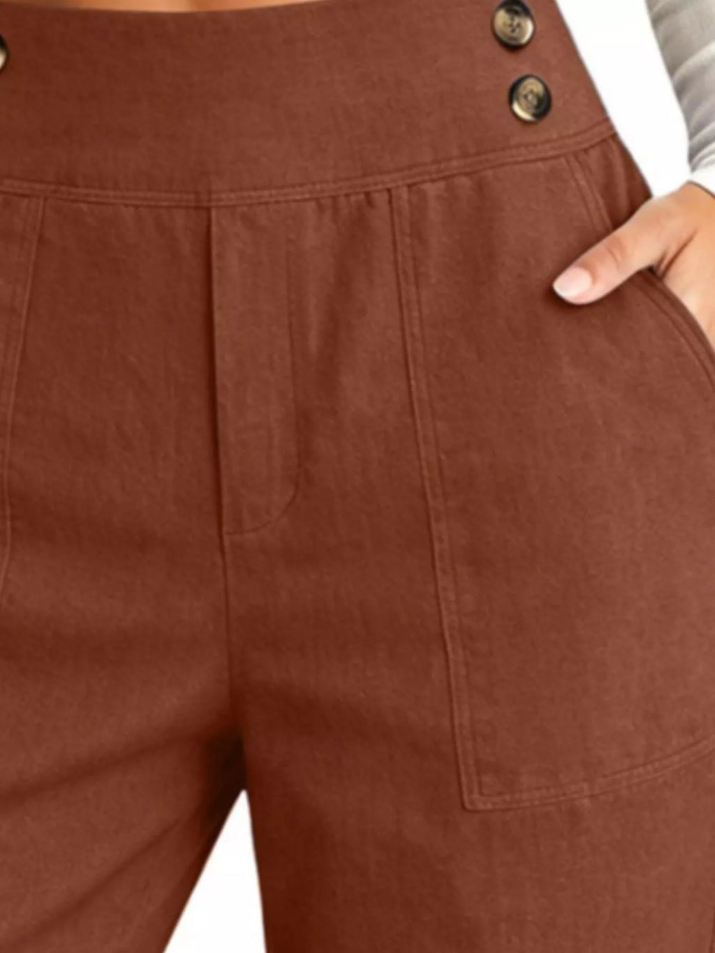 High-Waisted Button-Detail Cropped Pants — product view 10