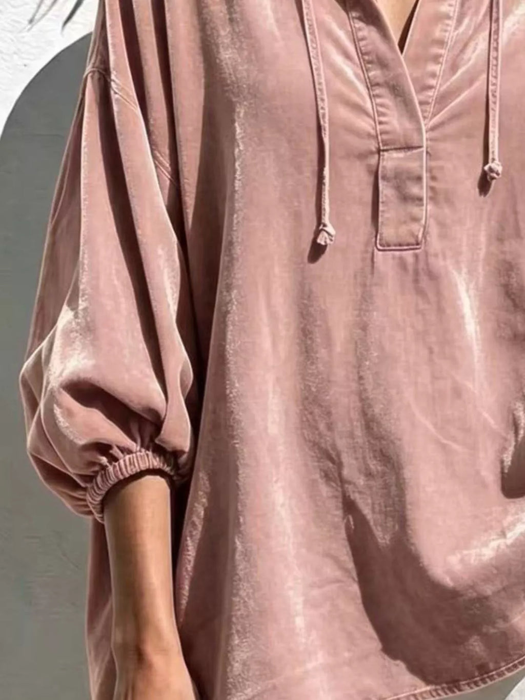 Velvet Collared Drawstring Blouse — product view 10