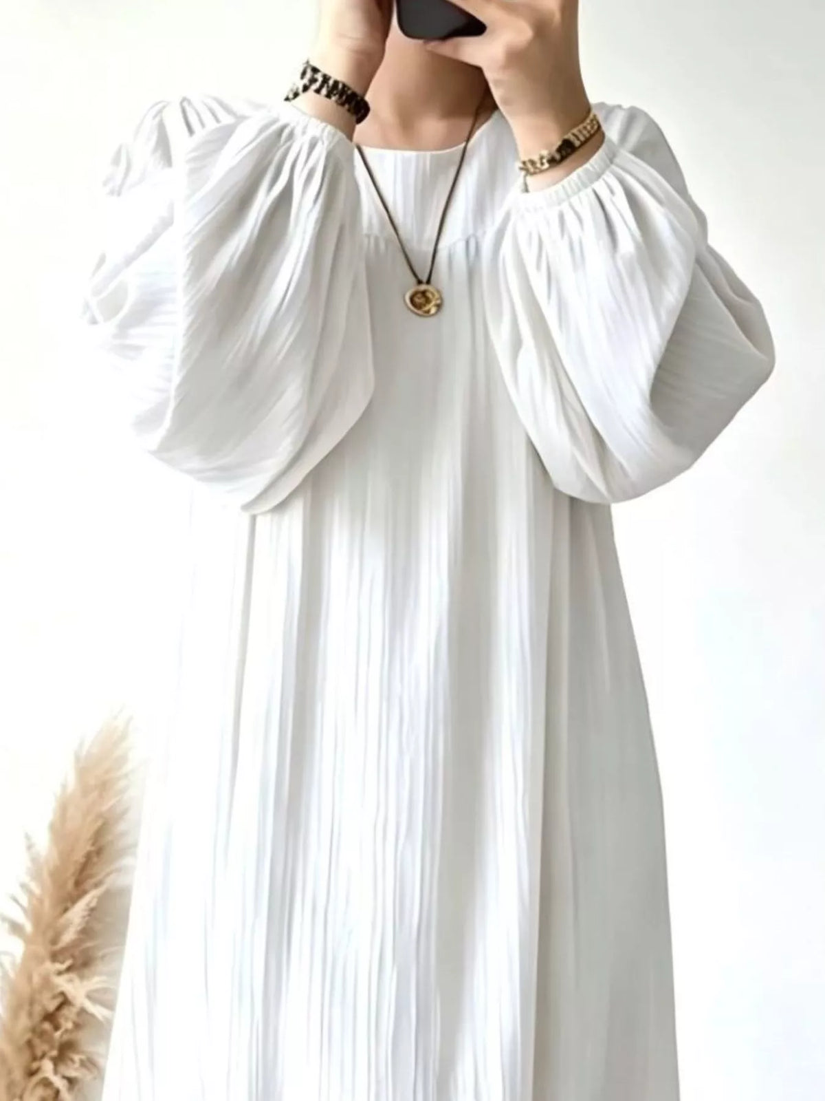 Textured Puff-Sleeve Maxi Dress — product view 4