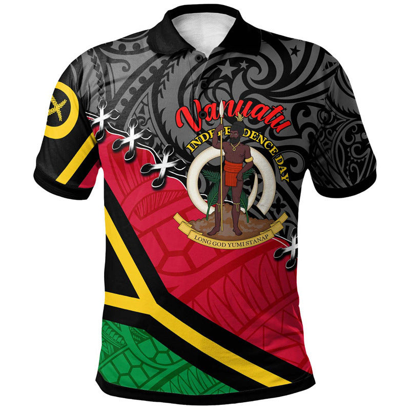 Pacific short-sleeve polo shirt — Vanuatu Independence Graphic