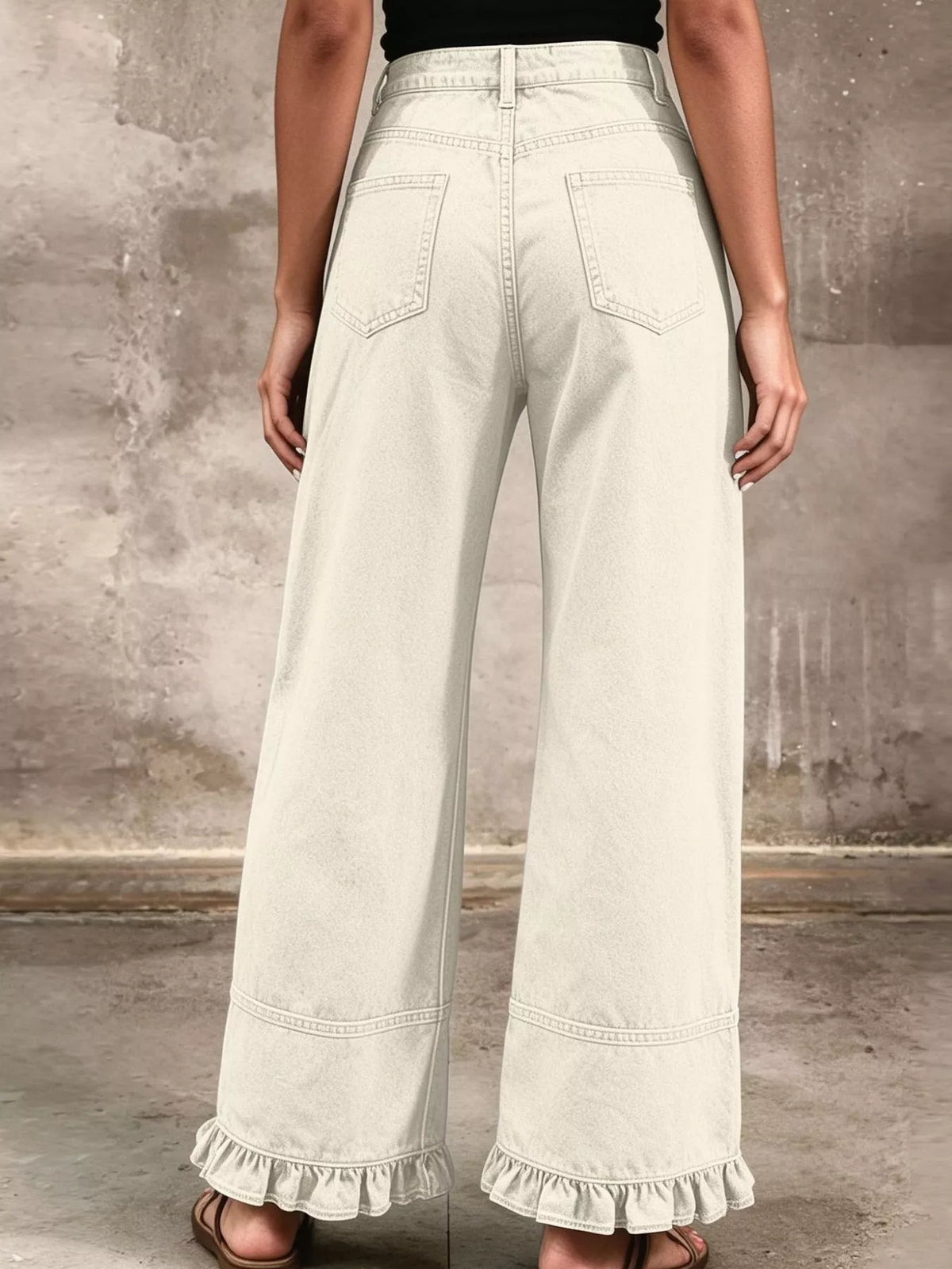 High-Waisted Wide-Leg Ruffled-Hem Jeans — product view 20