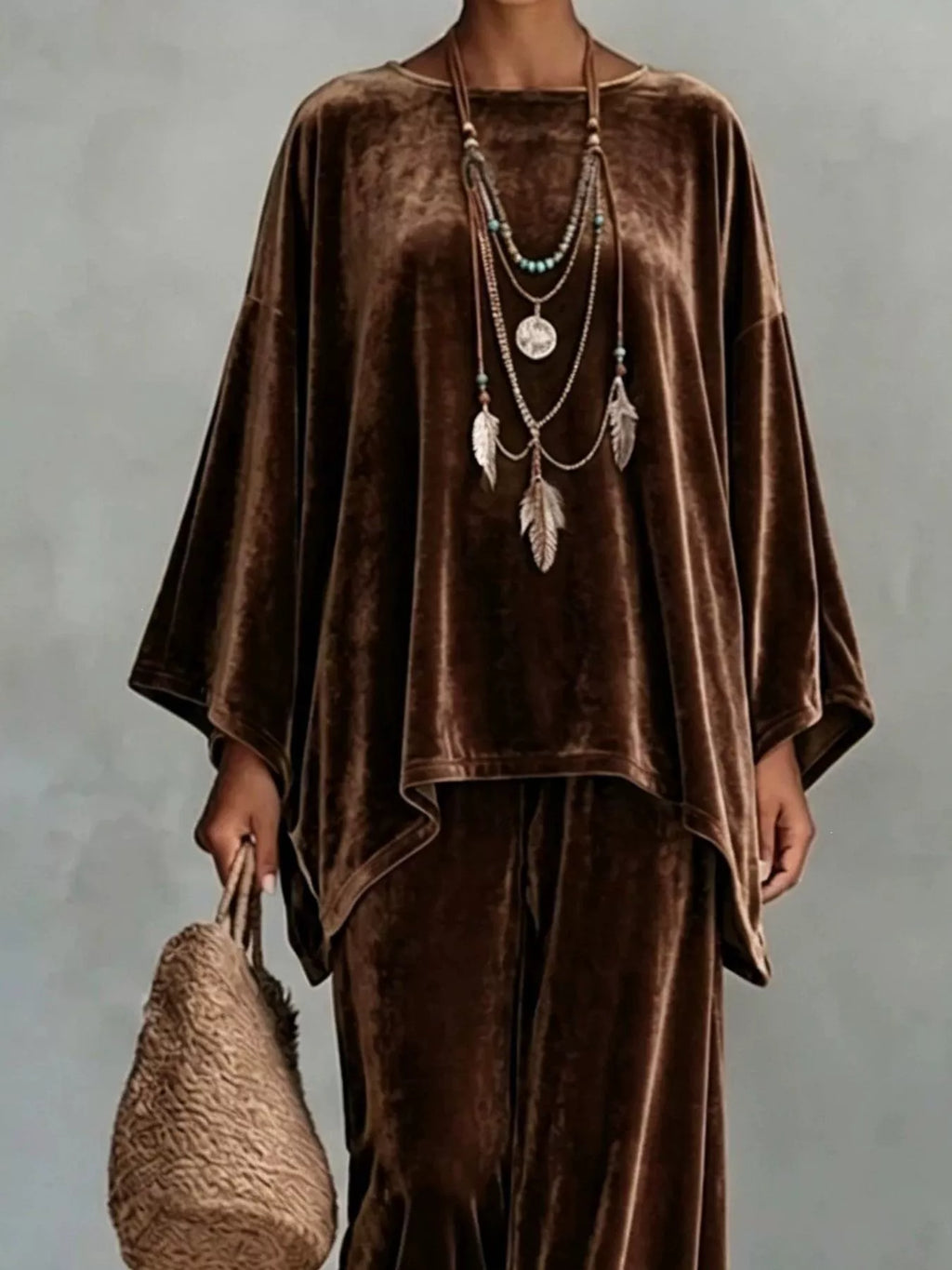 Asymmetrical Top and Wide-Leg Pants Set — product view 10