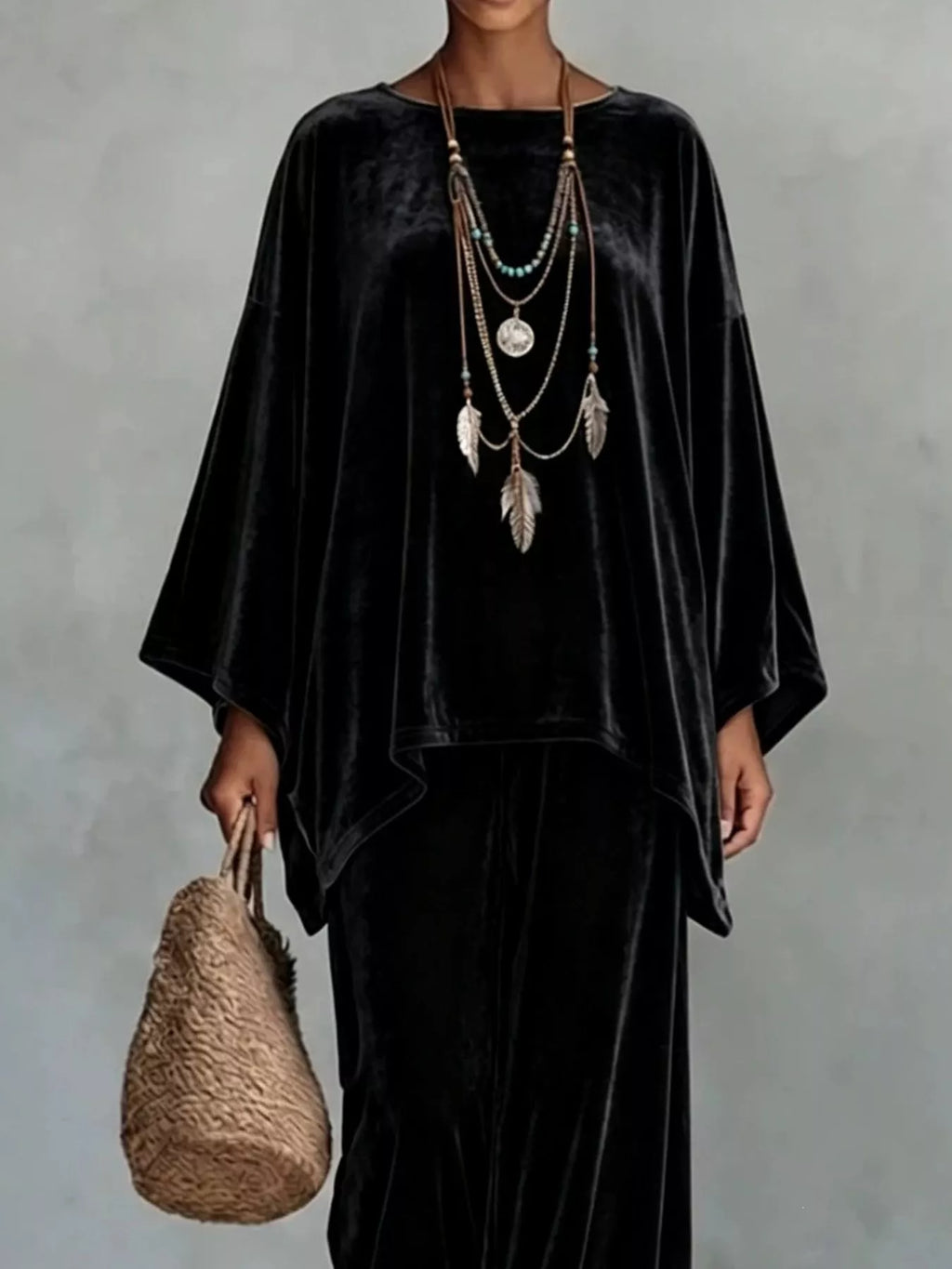 Asymmetrical Top and Wide-Leg Pants Set — product view 6