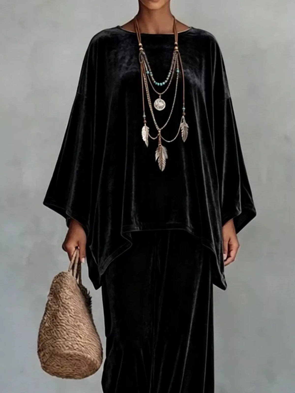 Asymmetrical Top and Wide-Leg Pants Set — product view 6
