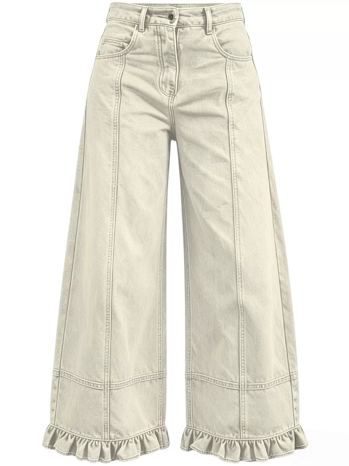 High-Waisted Wide-Leg Ruffled-Hem Jeans — product view 19