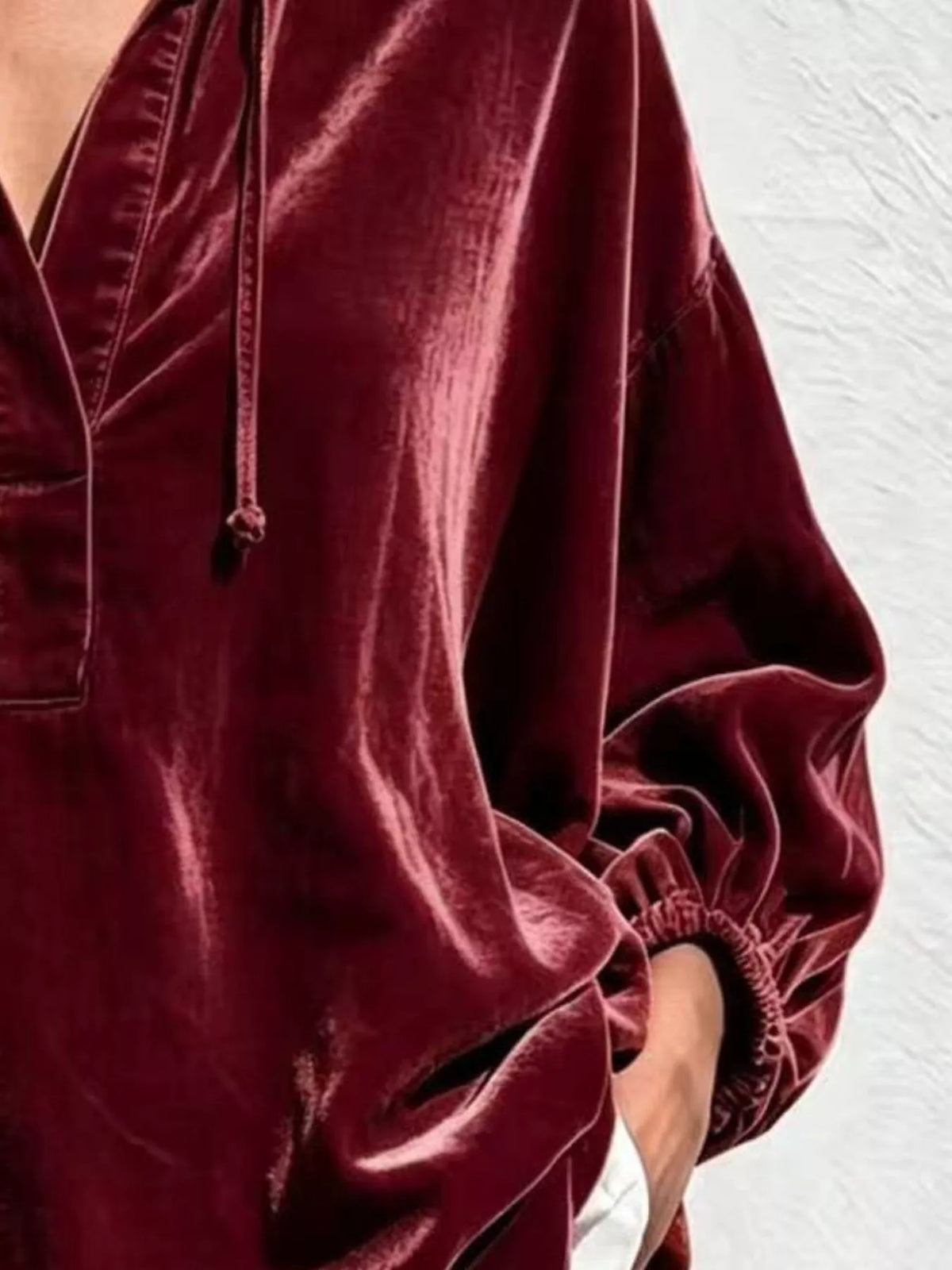 Velvet Collared Drawstring Blouse — product view 12