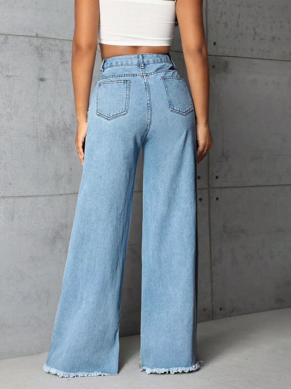 High-Waisted Wide-Leg Raw-Hem Jeans — product view 4