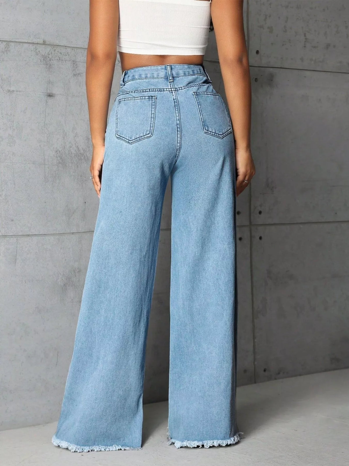 High-Waisted Wide-Leg Raw-Hem Jeans — product view 4