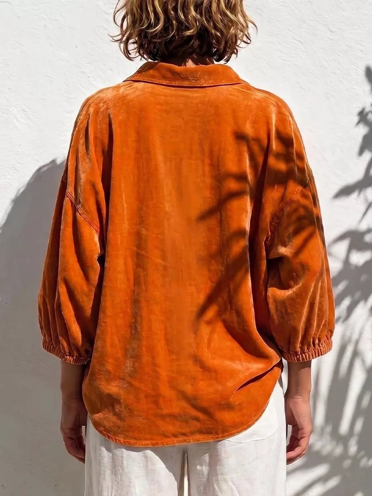 Velvet Collared Drawstring Blouse — product view 2