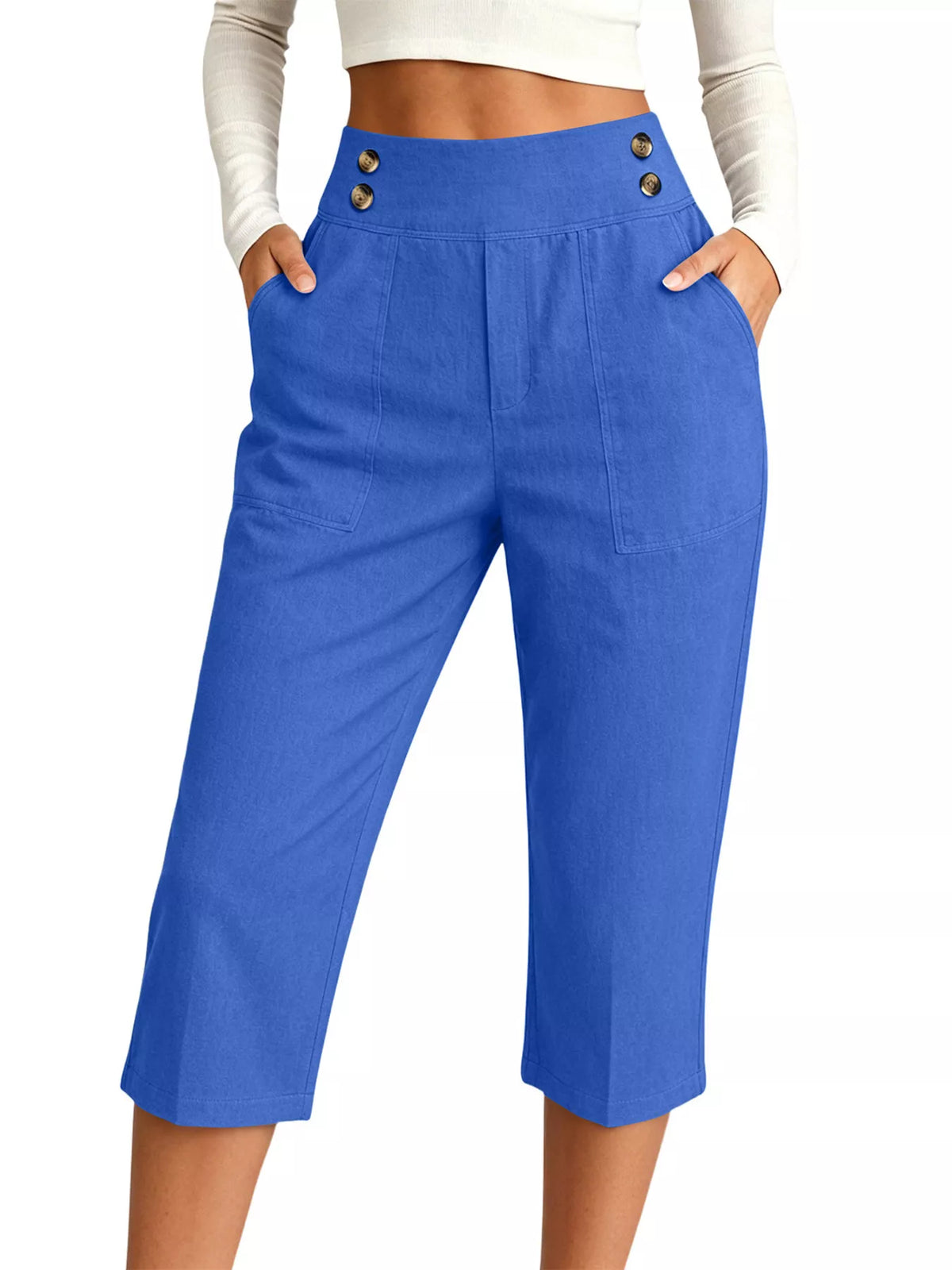 High-Waisted Button-Detail Cropped Pants — product view 17