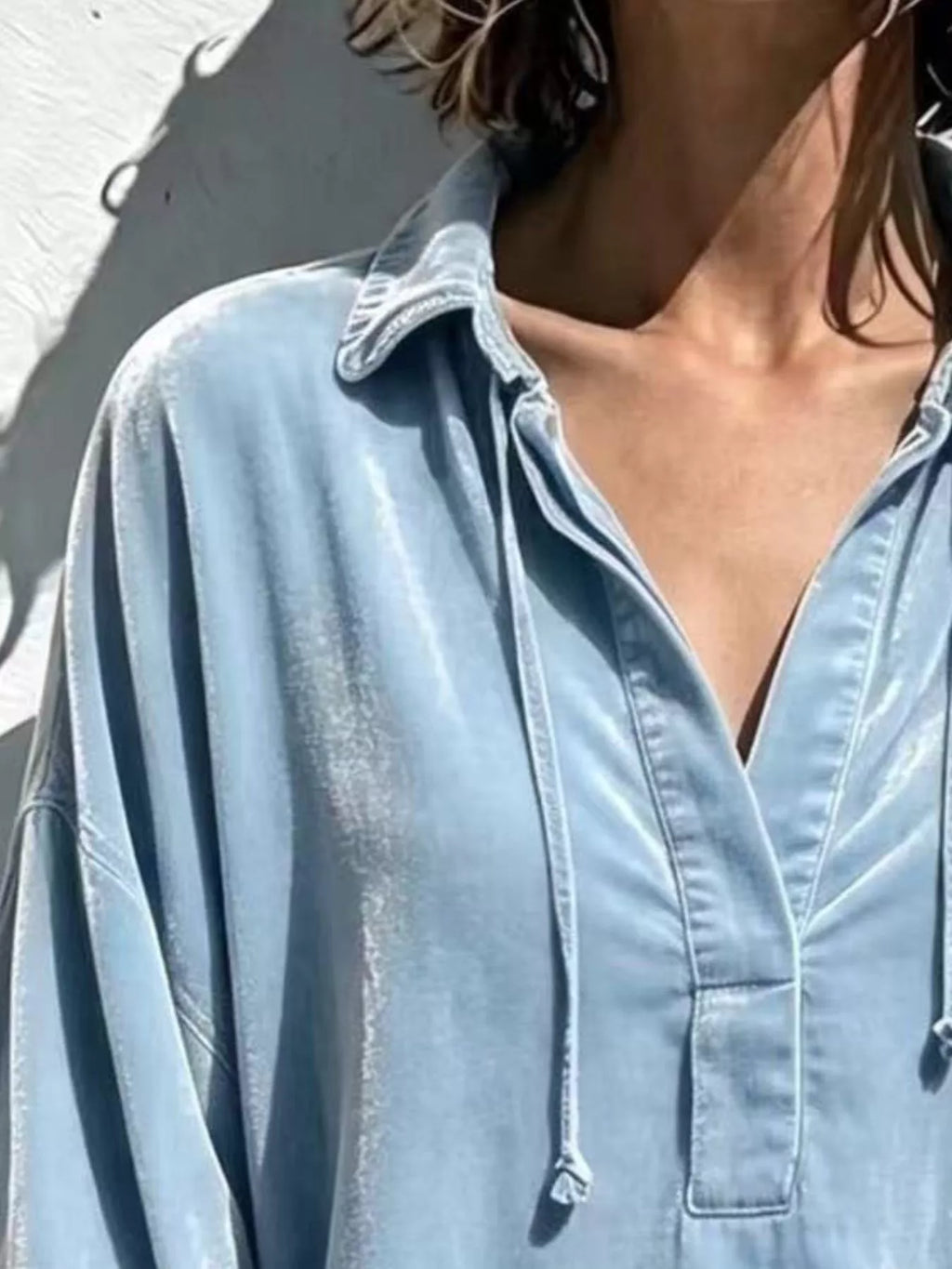 Velvet Collared Drawstring Blouse — product view 8