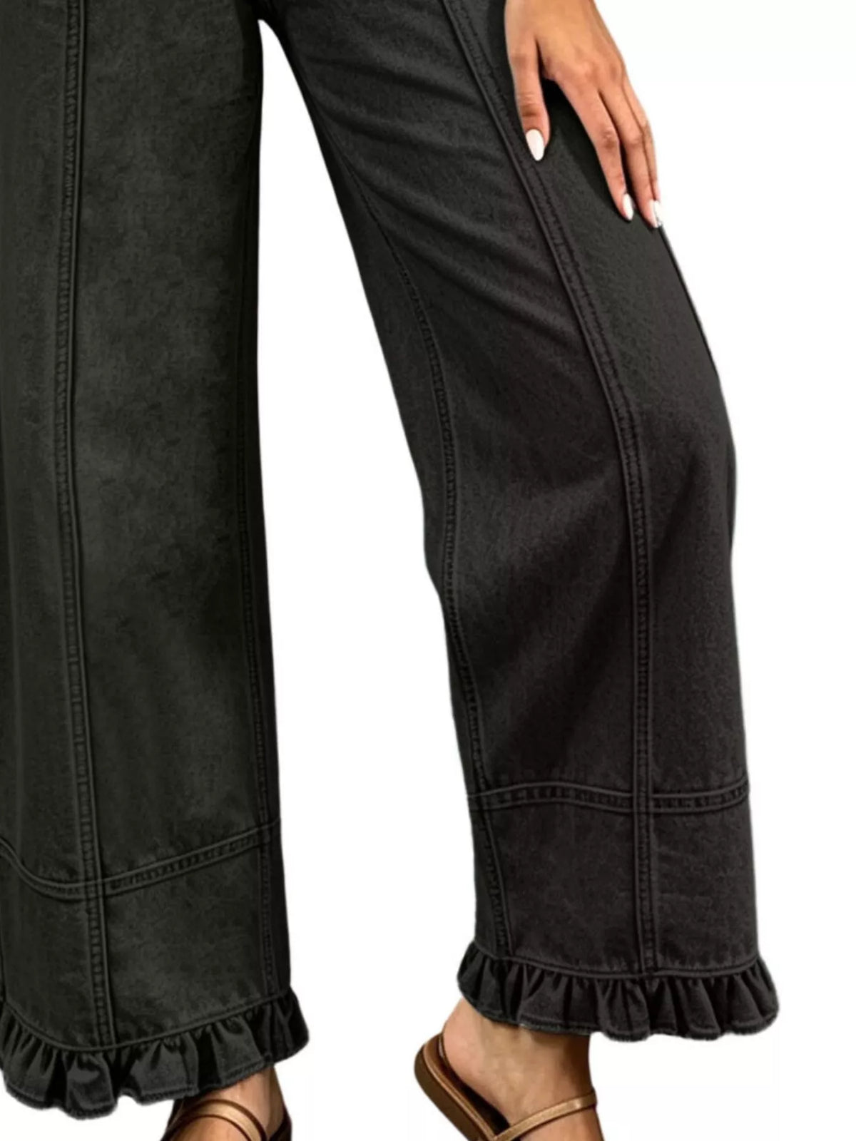 High-Waisted Wide-Leg Ruffled-Hem Jeans — product view 11