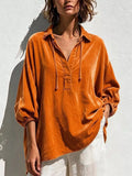 Velvet Collared Drawstring Blouse — product view 1