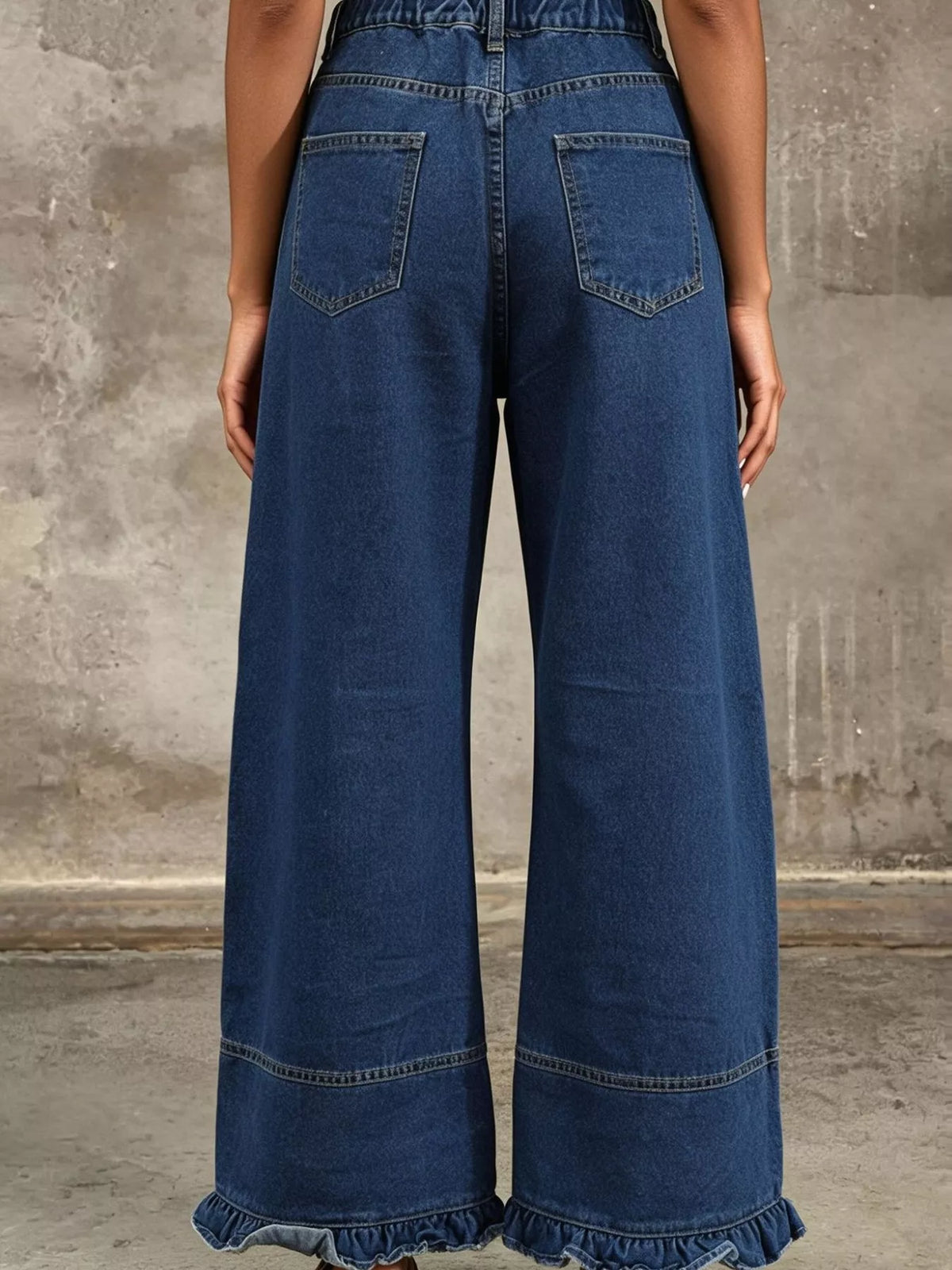 High-Waisted Wide-Leg Ruffled-Hem Jeans — product view 9