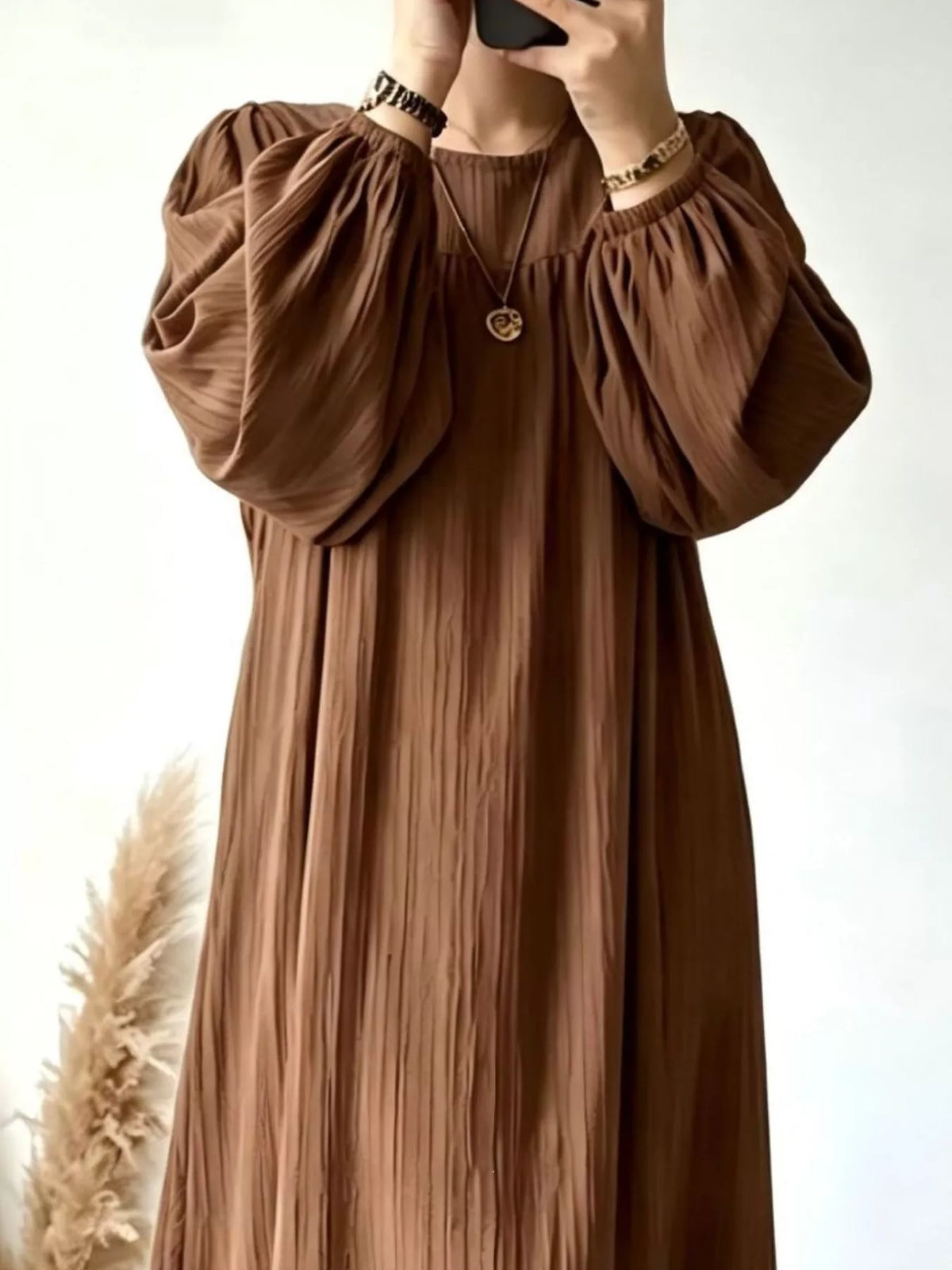 Textured Puff-Sleeve Maxi Dress — product view 8