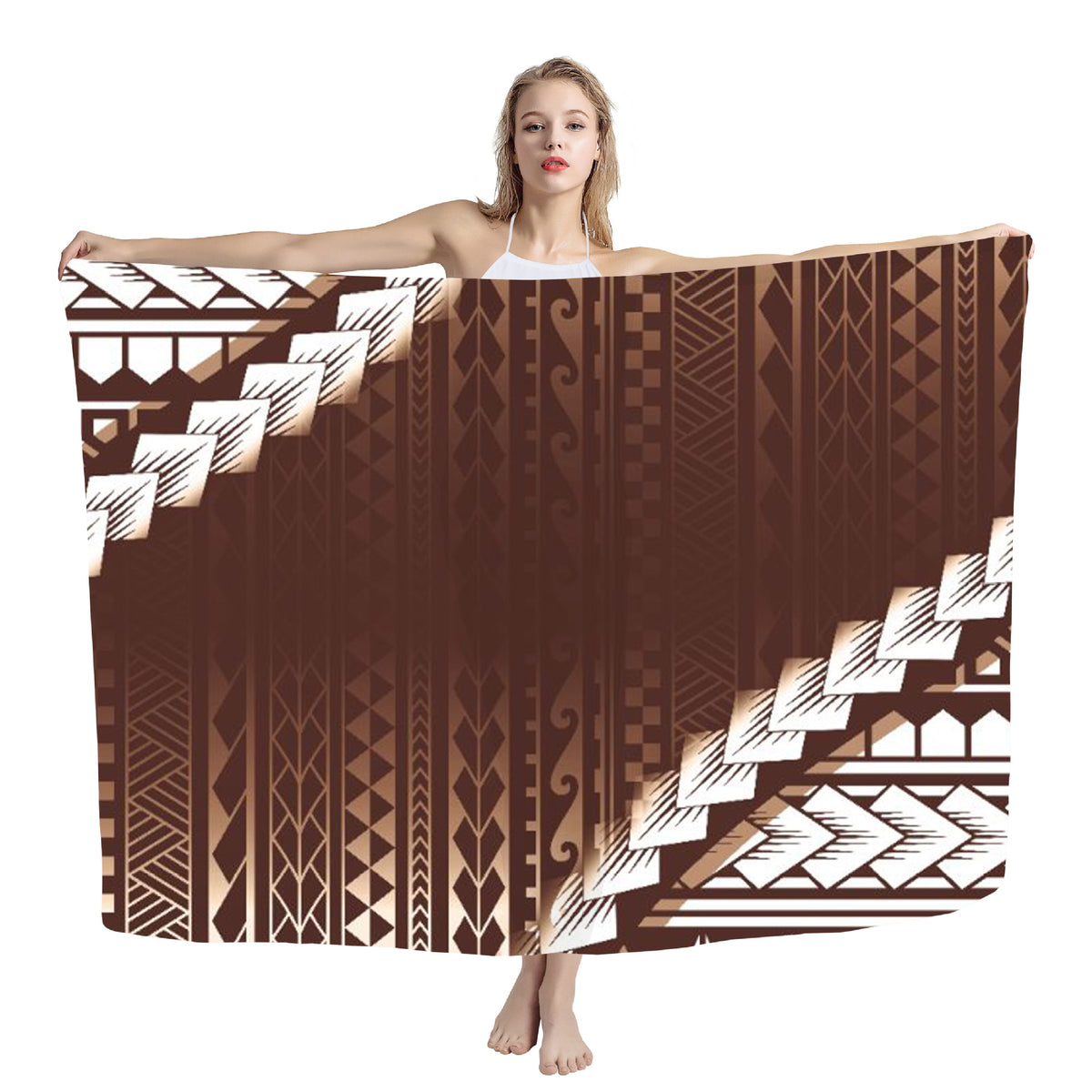 Polynesian print beach wrap — ZRB02055