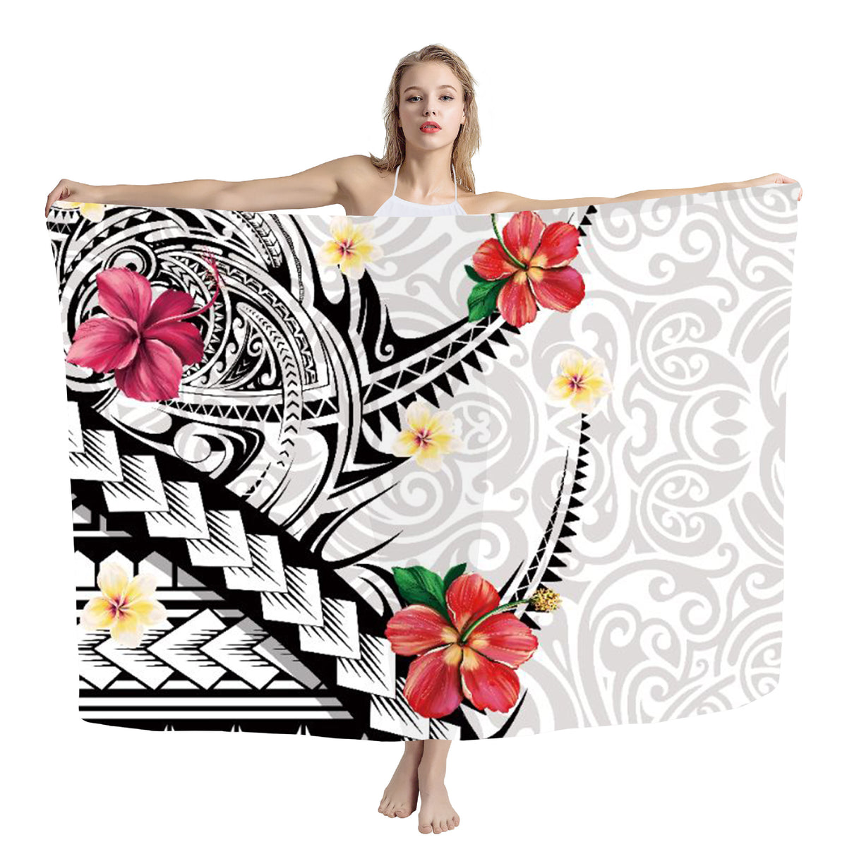 Polynesian print beach wrap — ZRB02056