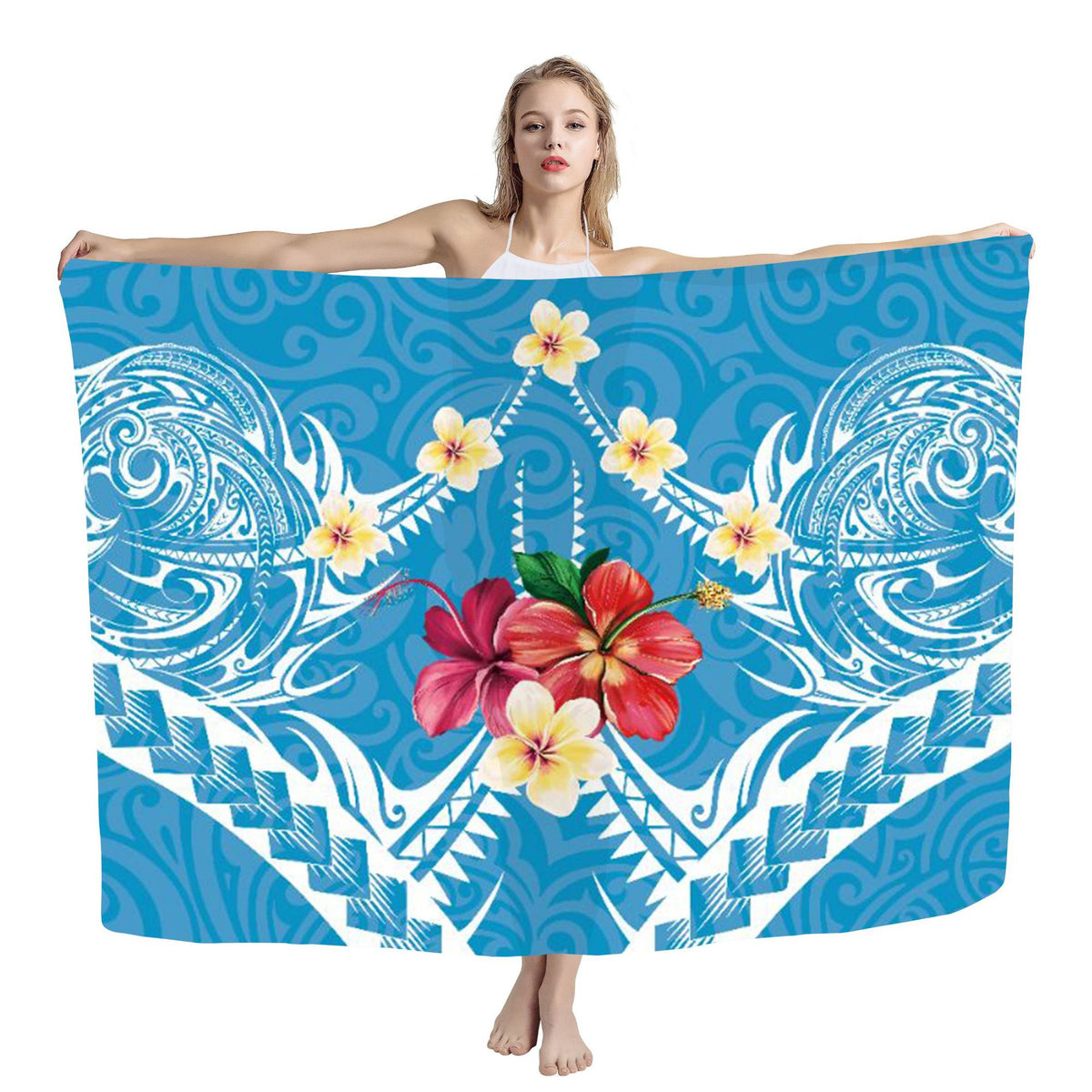 Polynesian print beach wrap — ZRB02058