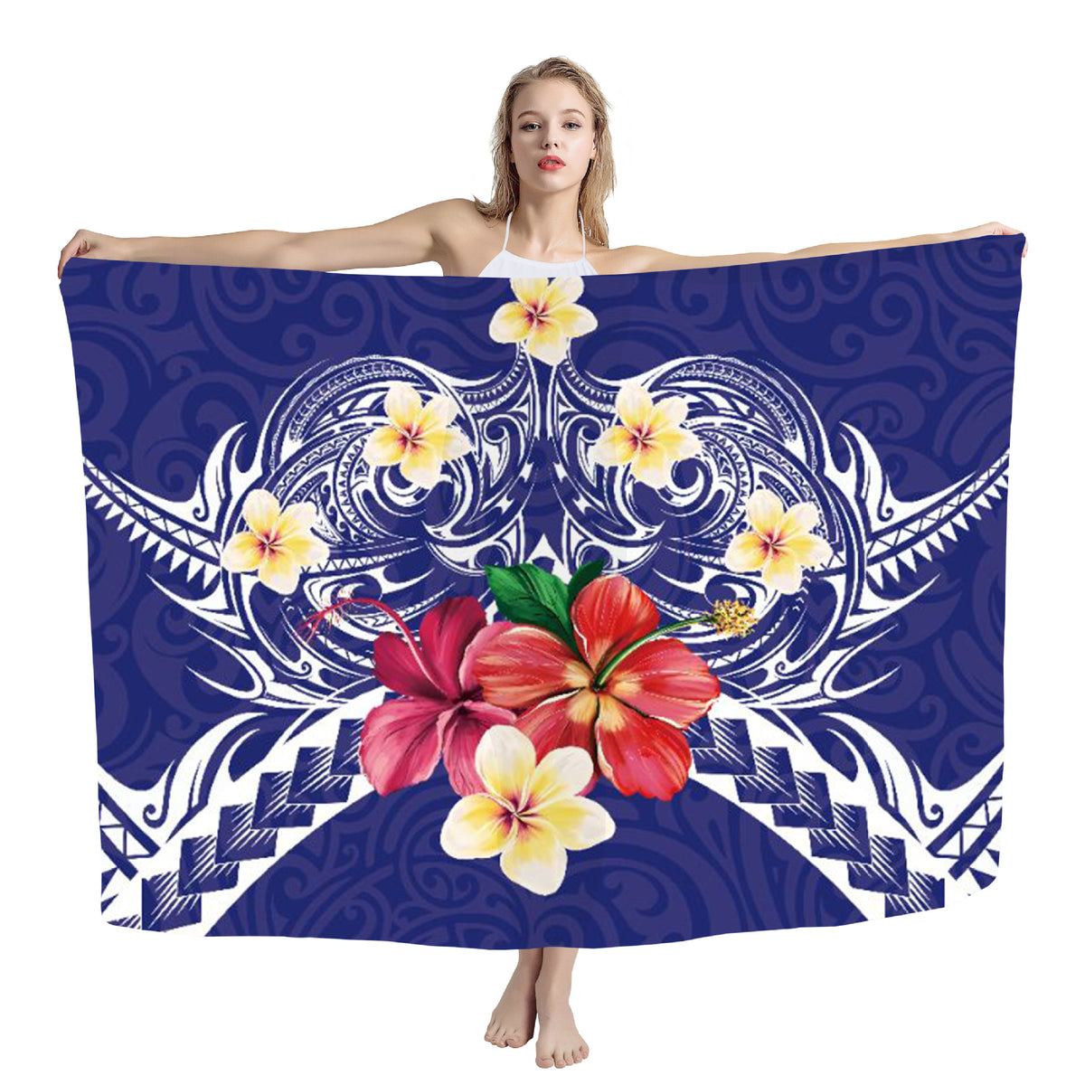 Polynesian print beach wrap — ZRB02059