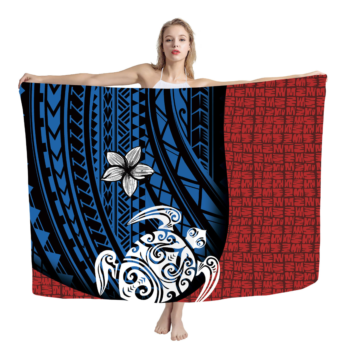 Polynesian print beach wrap — ZRC0861