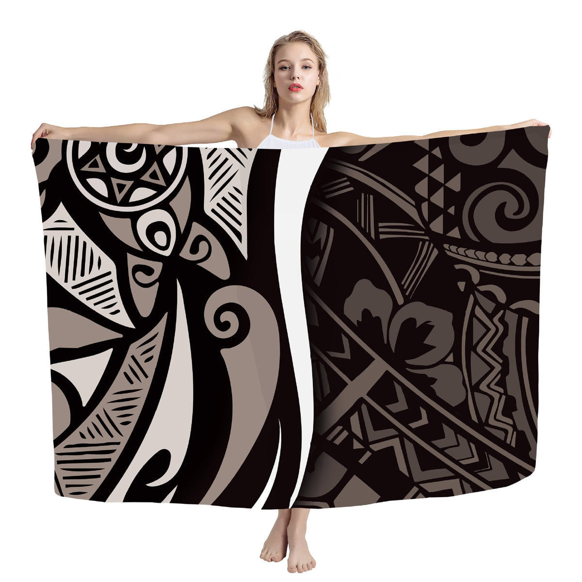 Polynesian print beach wrap — ZRC0911