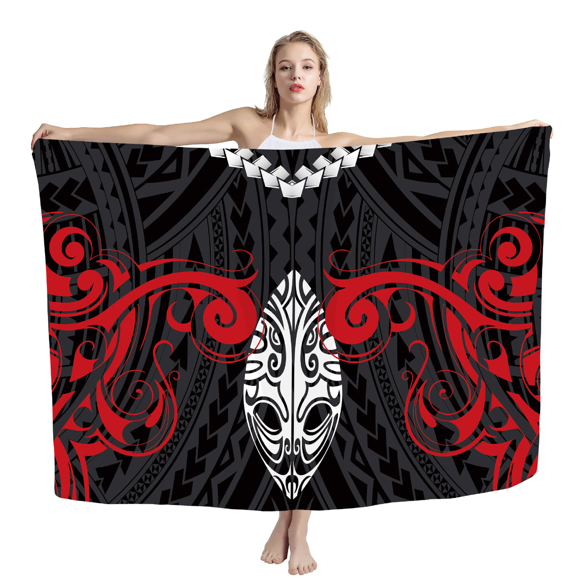 Polynesian print beach wrap — ZRC0912