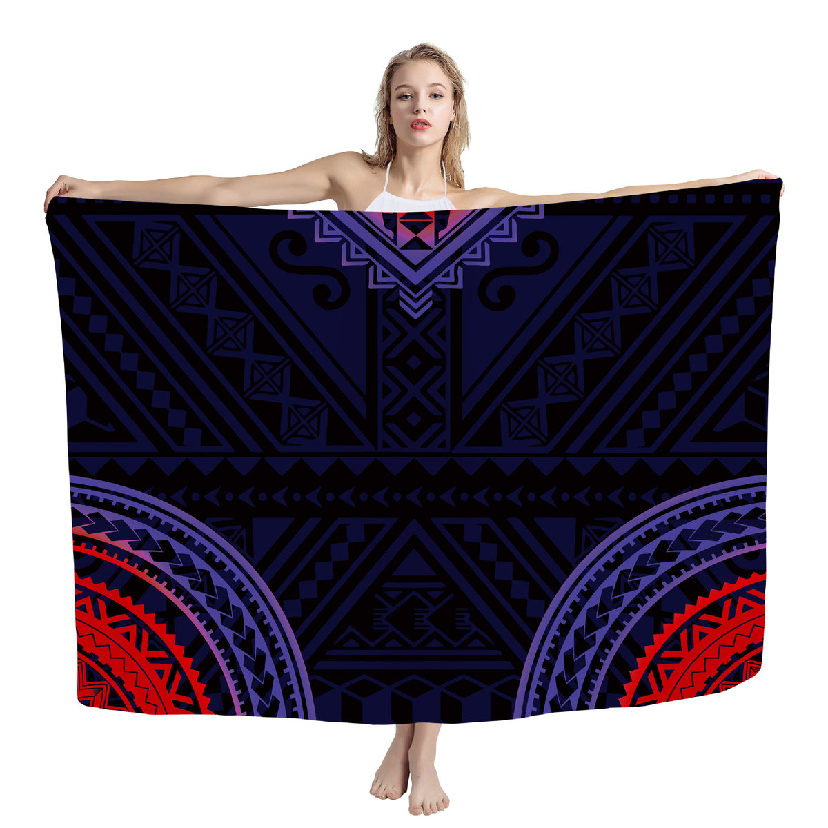 Polynesian print beach wrap — ZRC01063