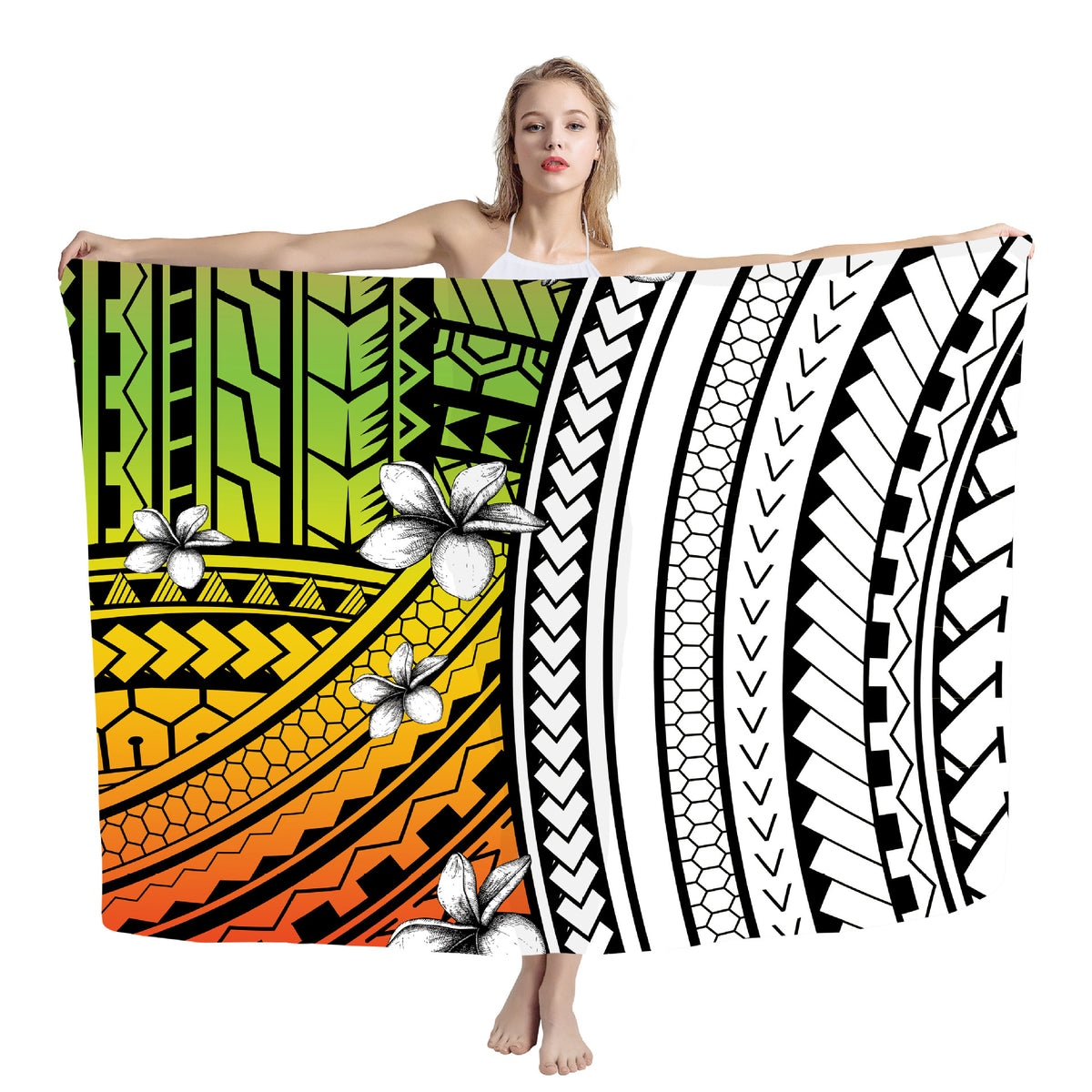 Polynesian print beach wrap — ZRD0065
