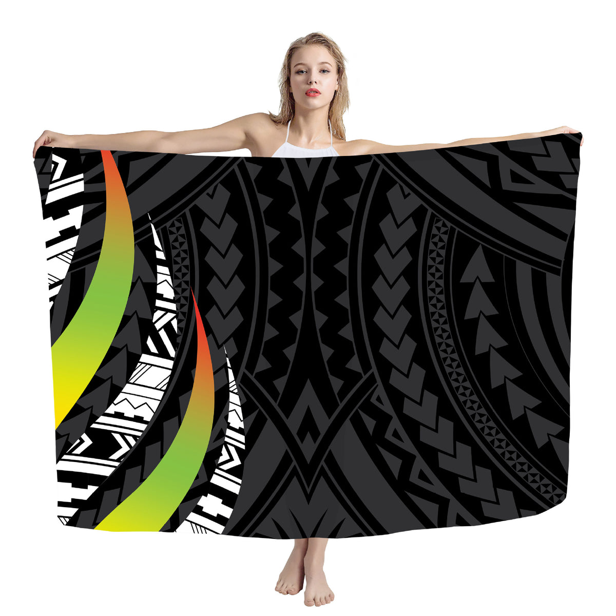 Polynesian print beach wrap — ZRD0094