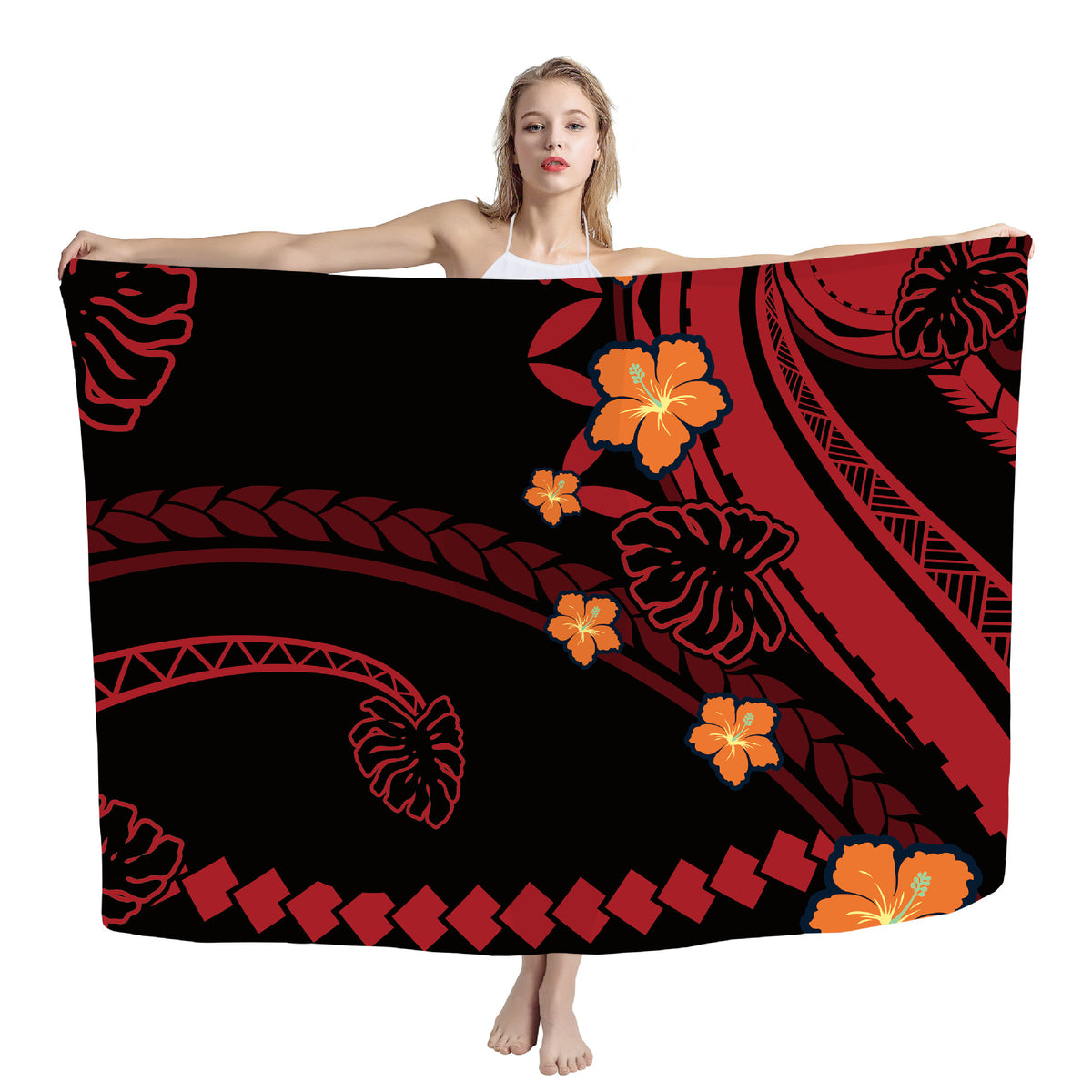 Polynesian print beach wrap — ZRD0663