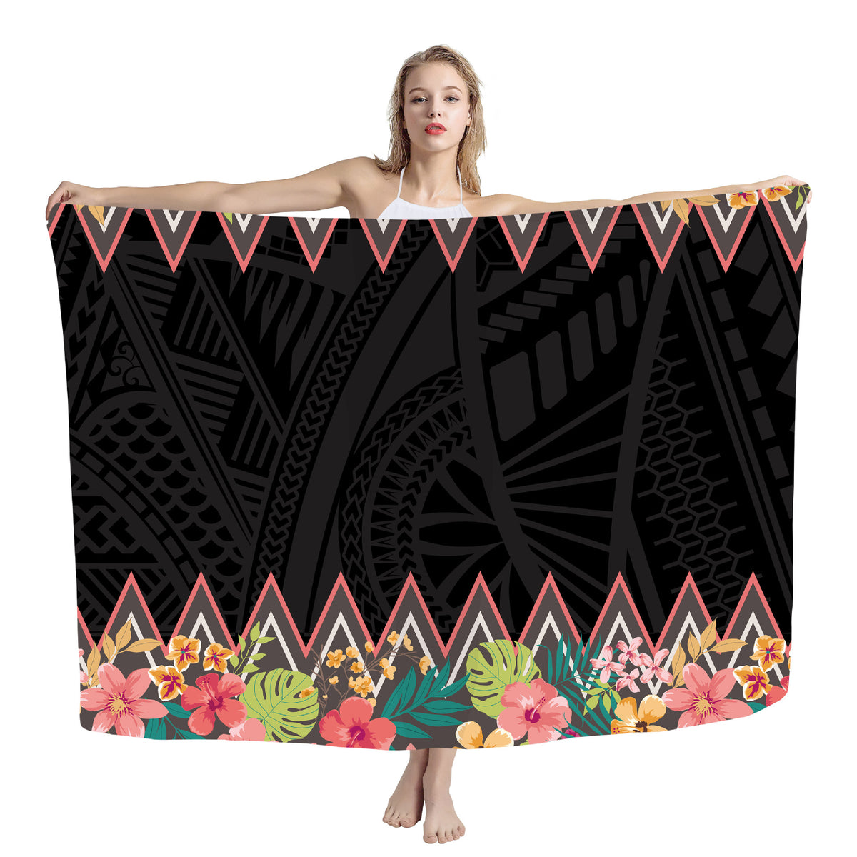 Polynesian print beach wrap — ZRD1395