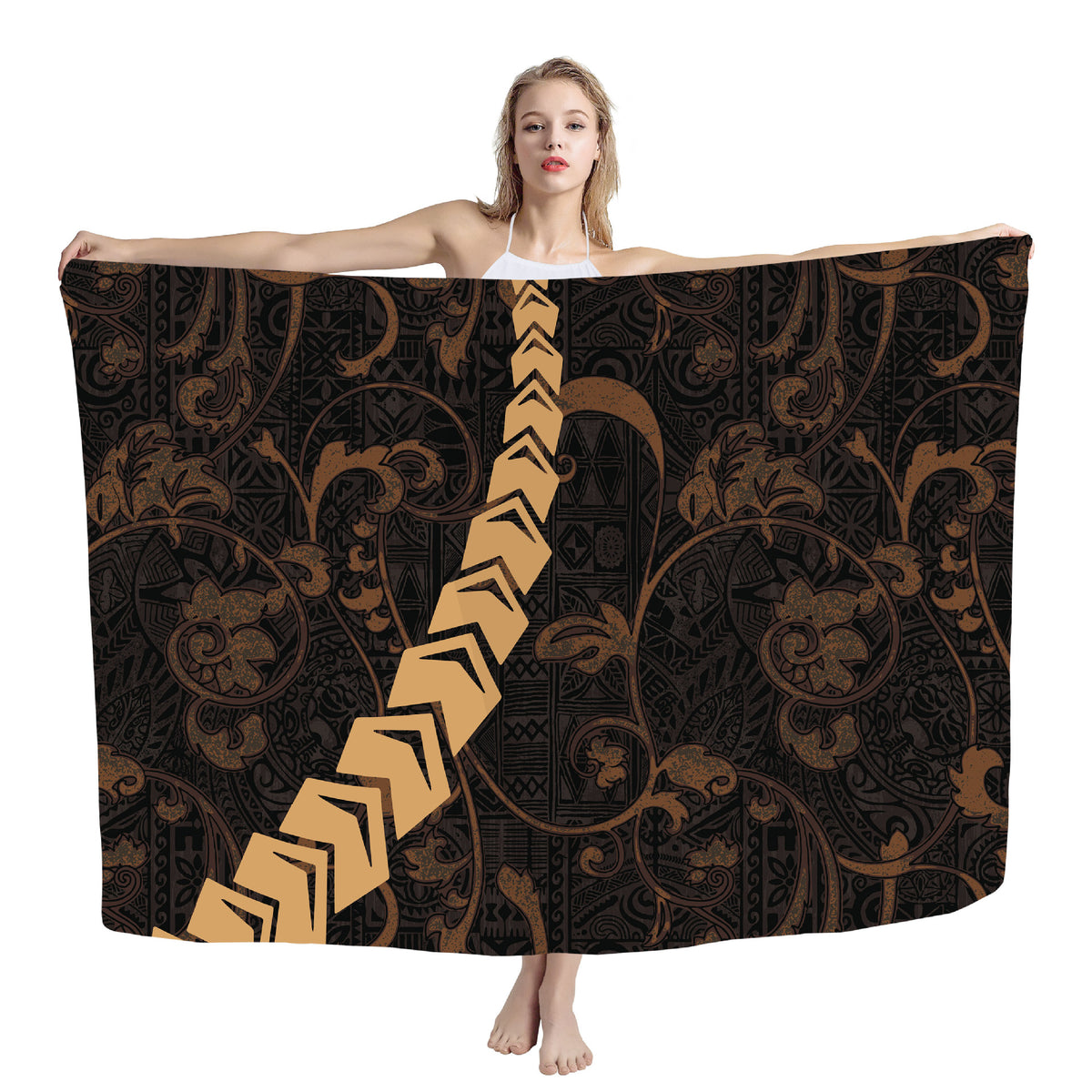 Polynesian print beach wrap — ZRD1467