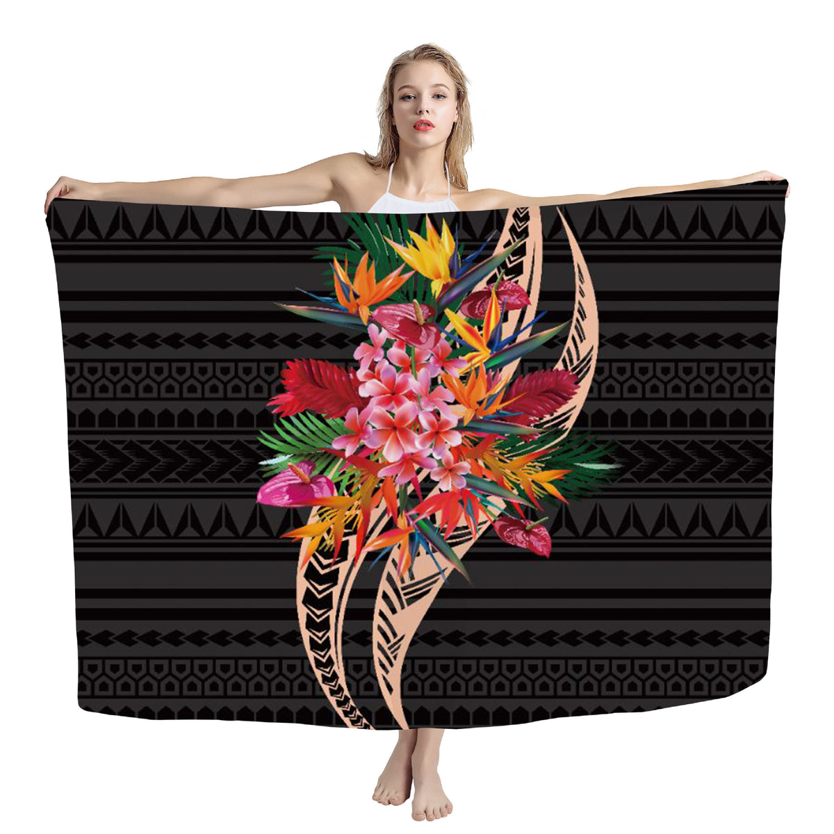 Polynesian print beach wrap — ZRD1509