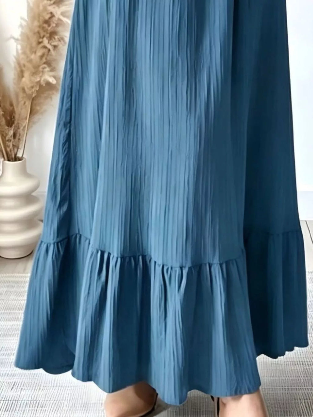 Textured Puff-Sleeve Maxi Dress — product view 2