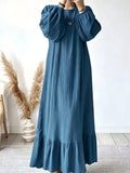 Textured Puff-Sleeve Maxi Dress — product view 1