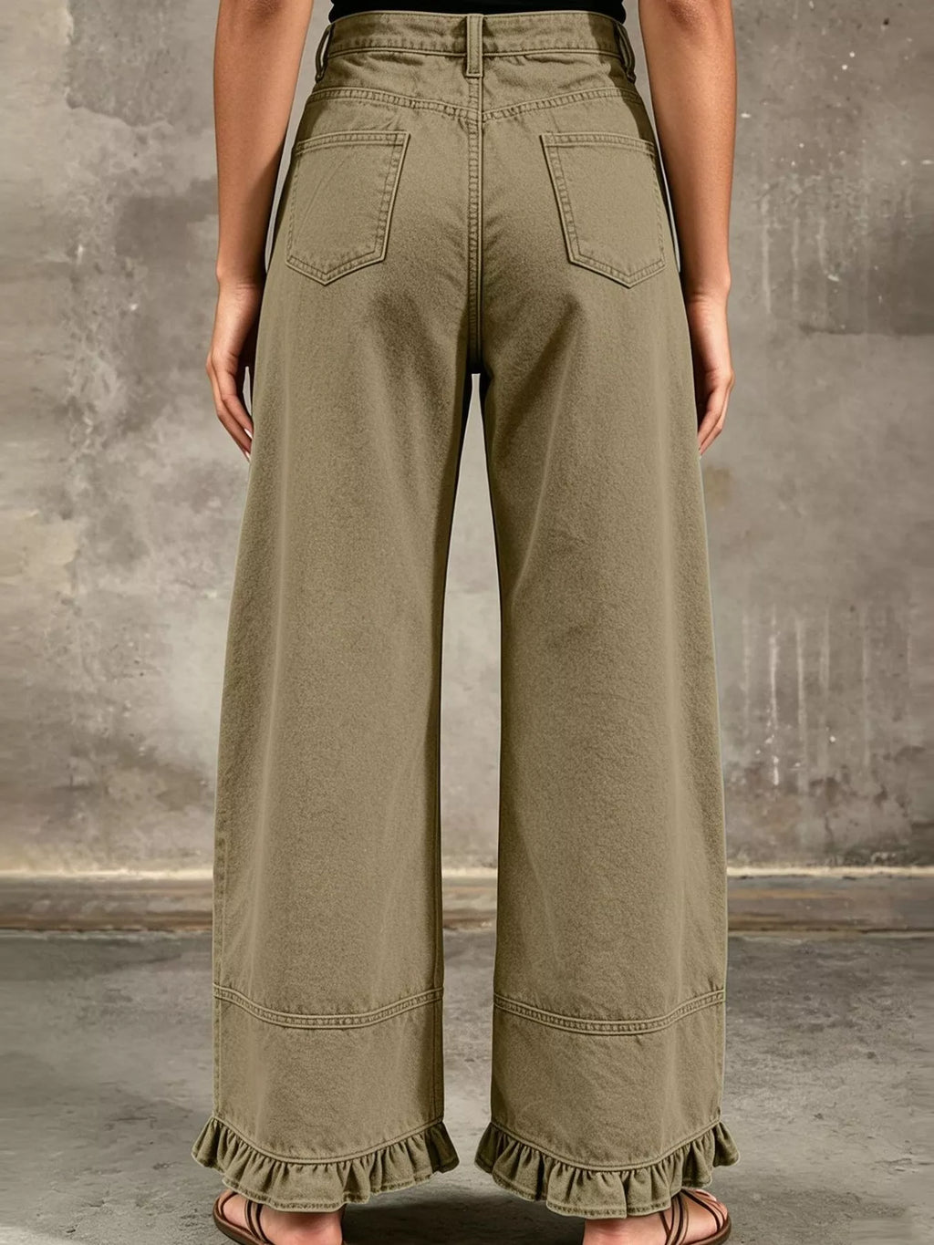 High-Waisted Wide-Leg Ruffled-Hem Jeans — product view 16