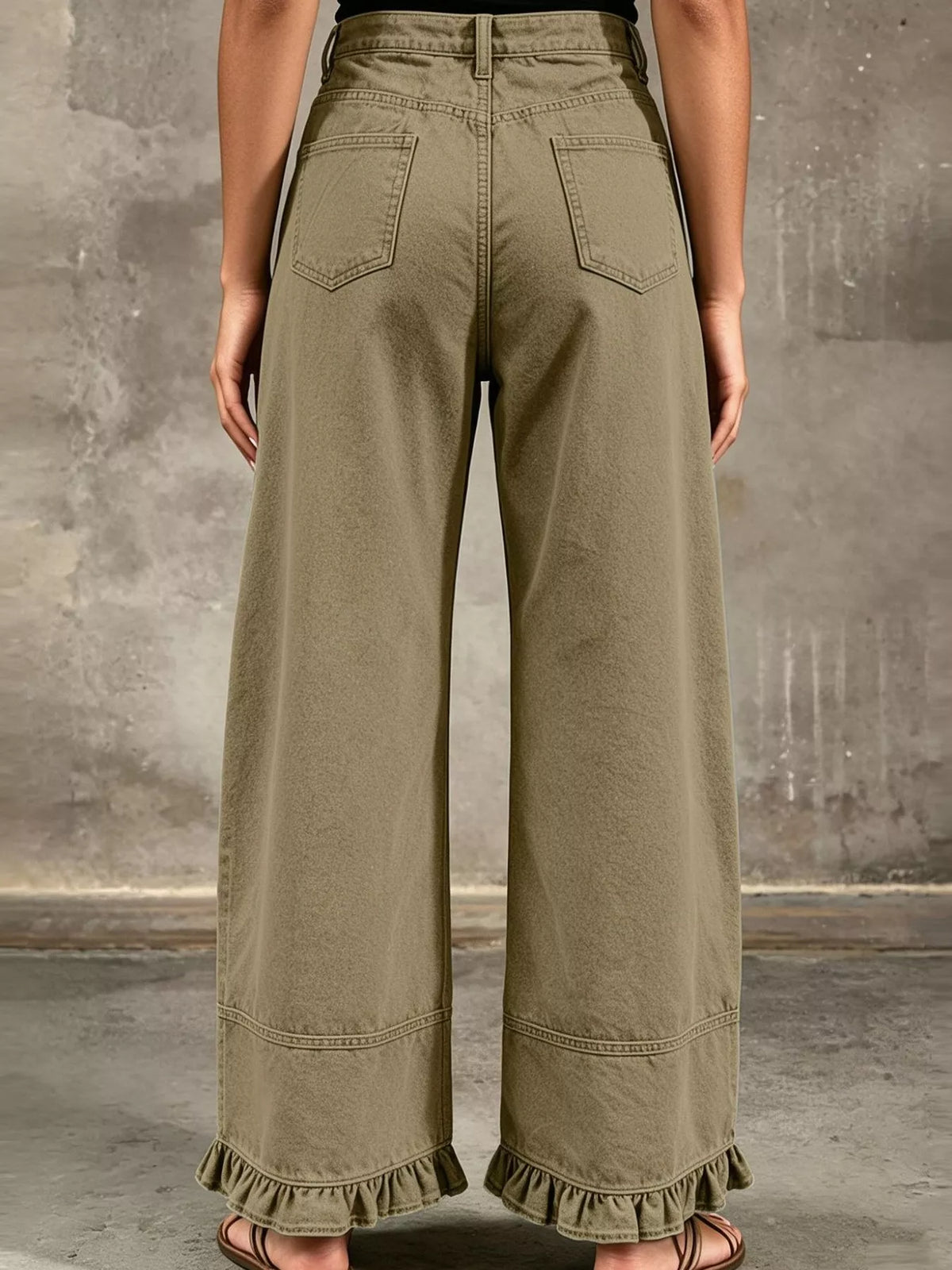 High-Waisted Wide-Leg Ruffled-Hem Jeans — product view 16