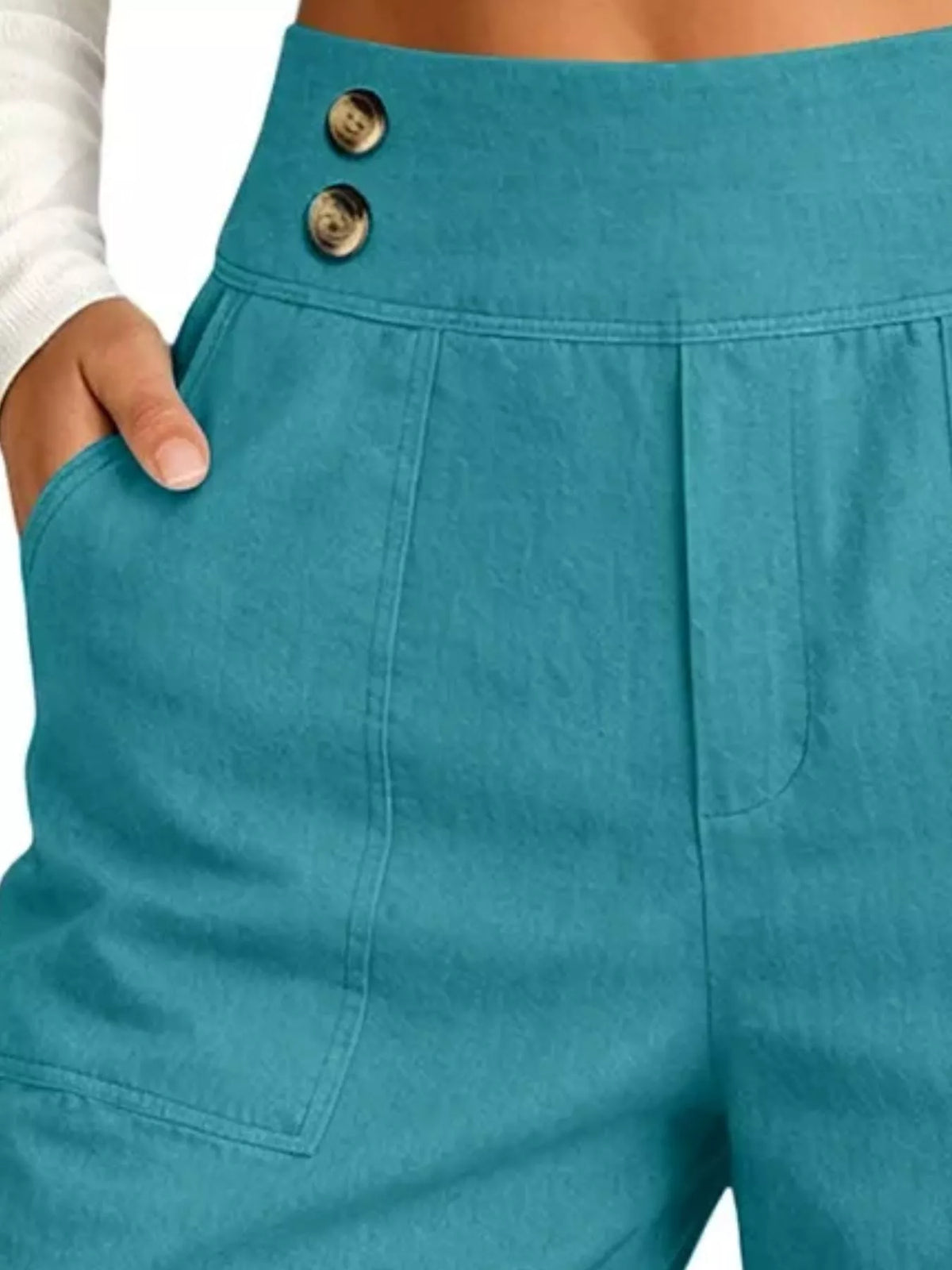 High-Waisted Button-Detail Cropped Pants — product view 16