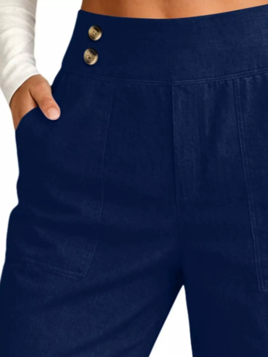 High-Waisted Button-Detail Cropped Pants — product view 12