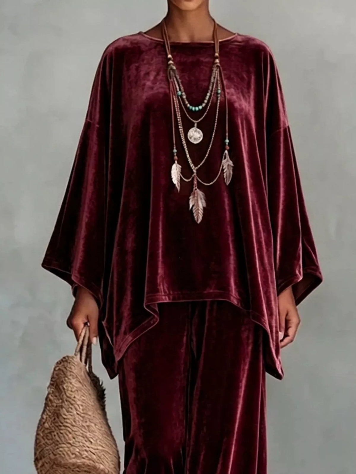 Asymmetrical Top and Wide-Leg Pants Set — product view 8