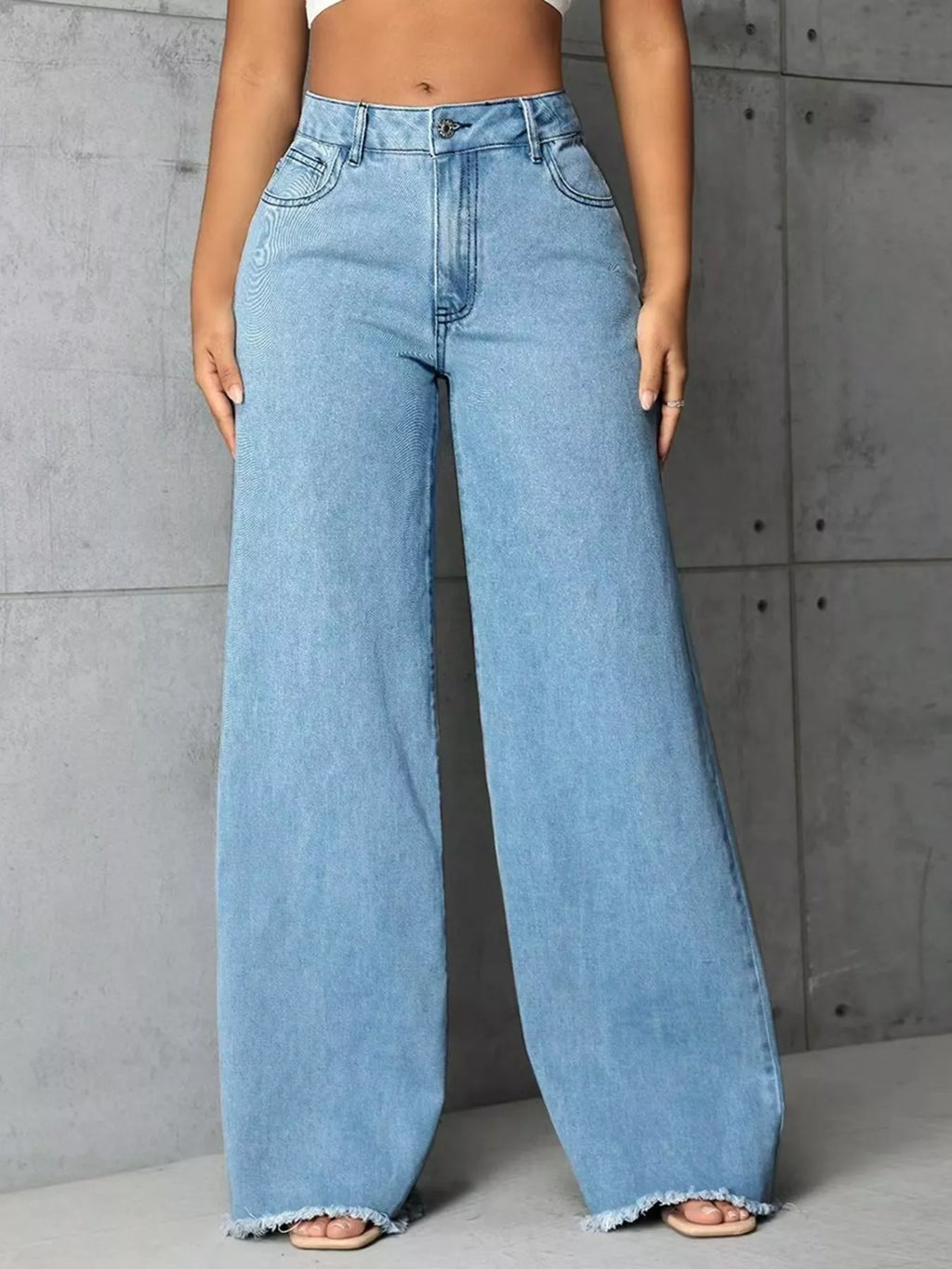 High-Waisted Wide-Leg Raw-Hem Jeans — product view 3