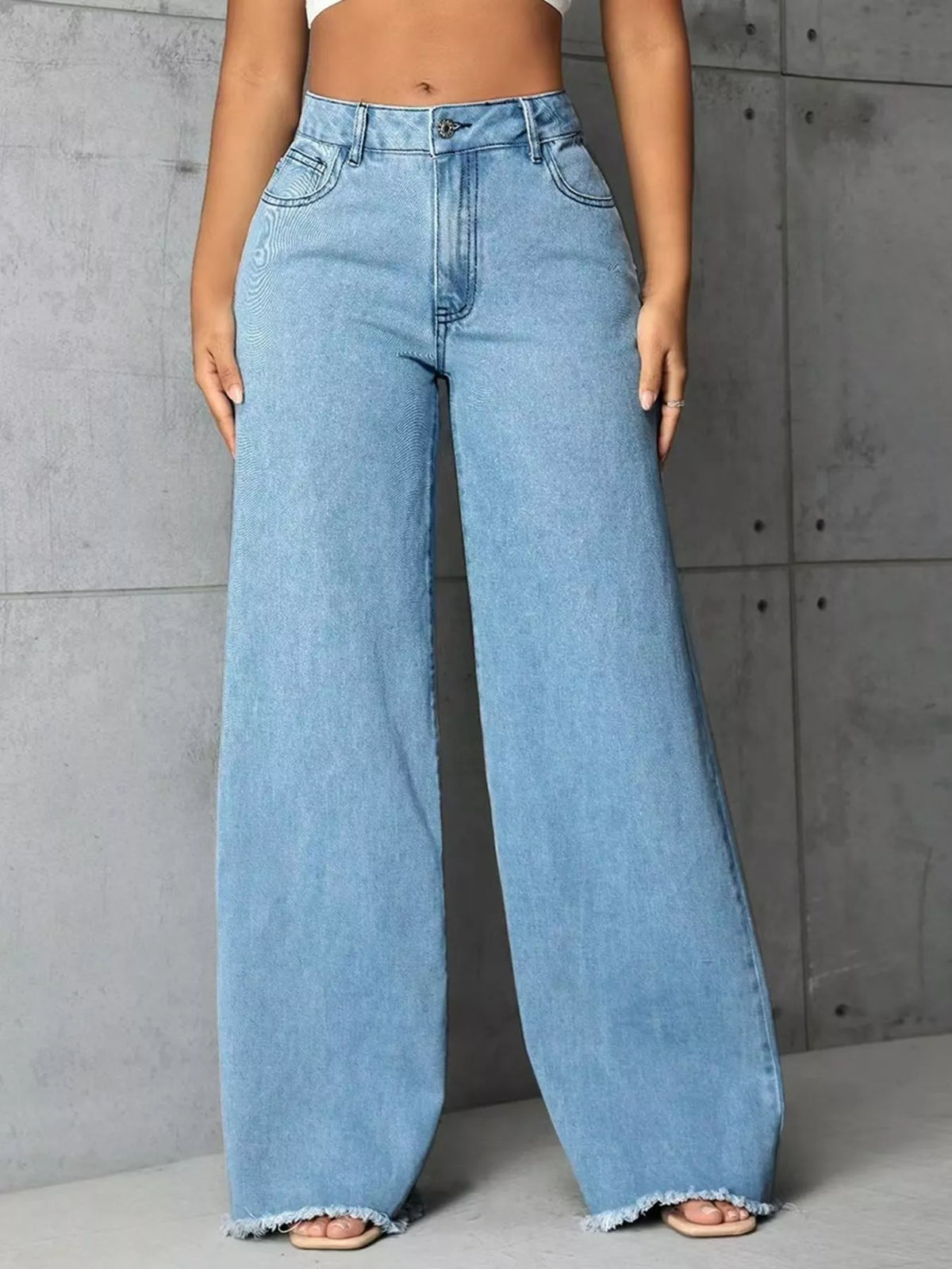 High-Waisted Wide-Leg Raw-Hem Jeans — product view 3
